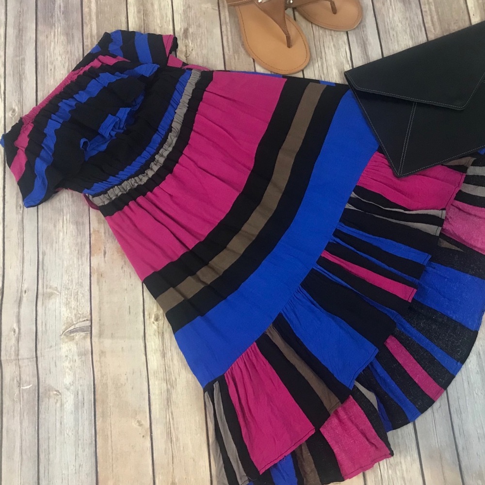 Love Culture Ruffle Strapless High Low Dress